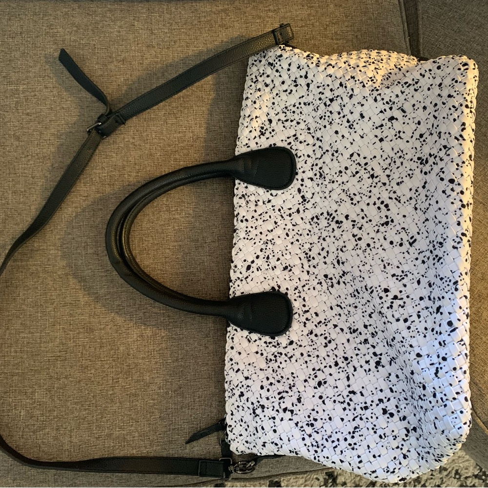 Naghedi Black and White Crossbody Bag